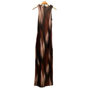 Boo Hoo Sleeveless Bodycon Brown Black Maxi Dress Abstract Party Cocktail Small